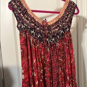 Free People Red Smocked Mini Dress